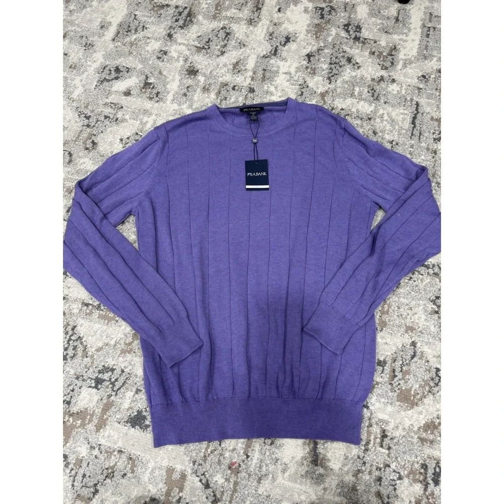 NWT $70 Jos A Bank Mens‎ Cotton Crew Neck Tailored Fit Sweater Comfort Purple M